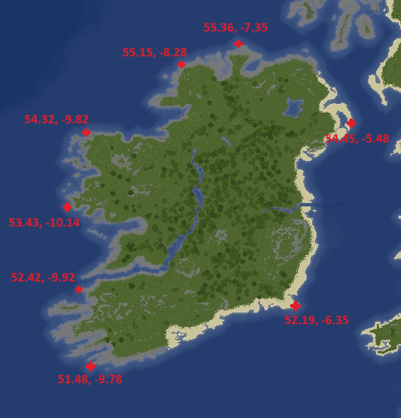 Anchor points with latitude/longitude values